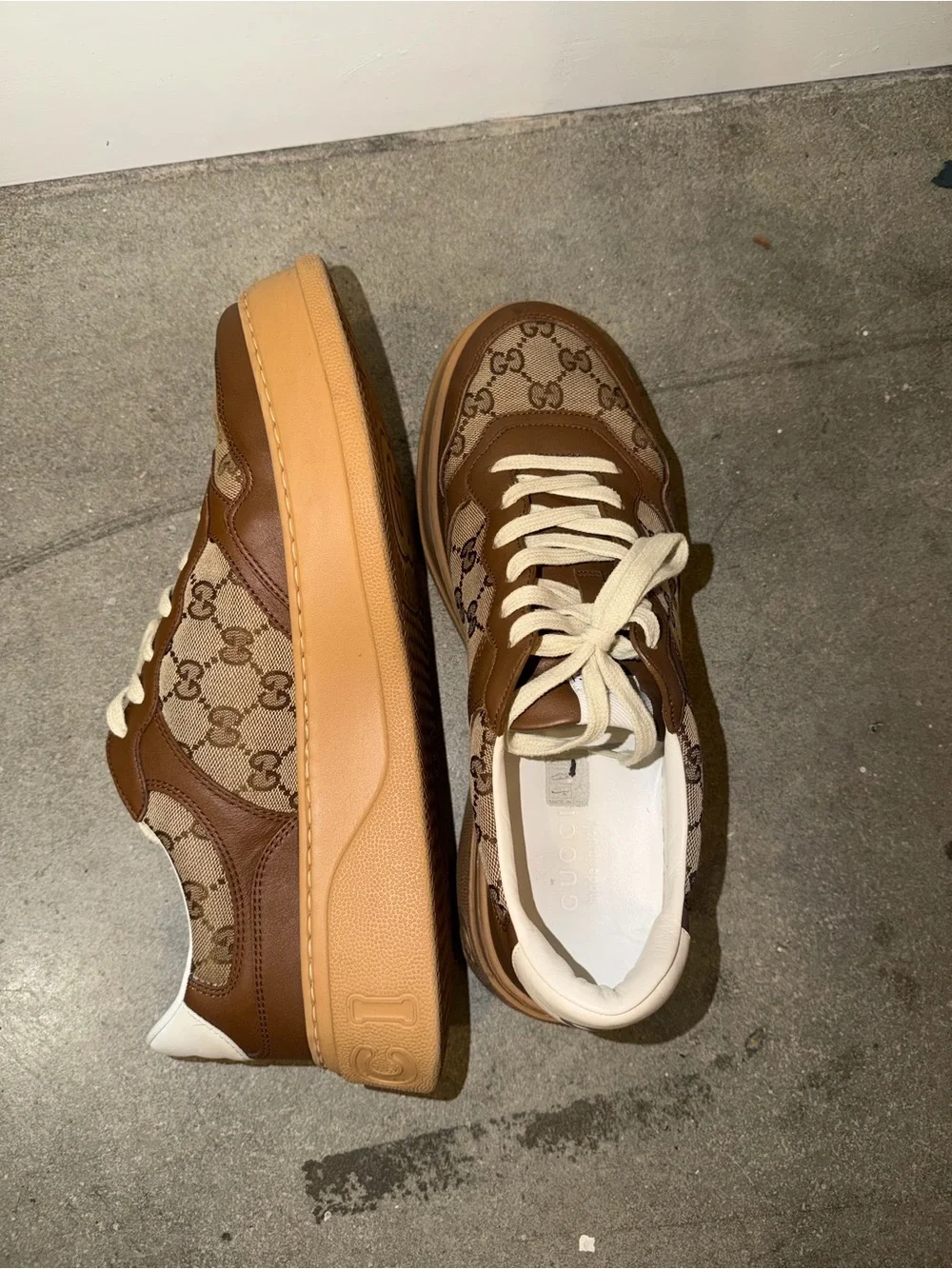 Gucci Brown GG Canvas & Leather Low-Top Sneakers